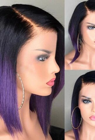 Purple Ombre Straight Bob Full Lace Wig