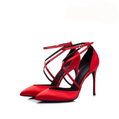 Red Satin Heels - Image 3