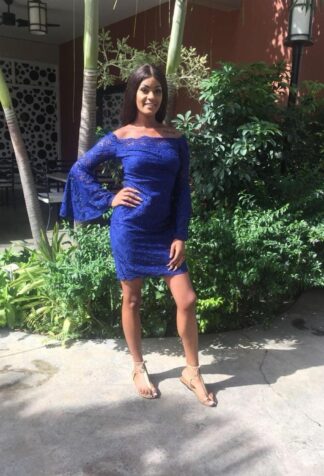 Lace Off Shoulder Bell Sleeve Dress