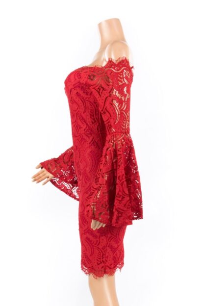 Lace Off Shoulder Bell Sleeve Dress - Image 6
