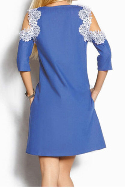 Casual Denim Lace Shoulder Dress - Image 2