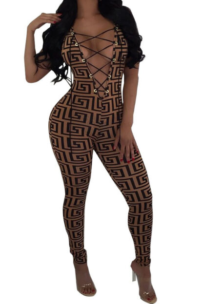 V-neck Jumpsuit w/ head tie - Image 3