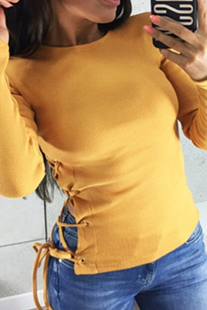 Hem split Side Tie-String Top