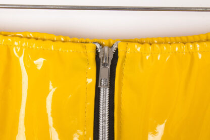 Solid Zipper Leather Skirt - Image 2