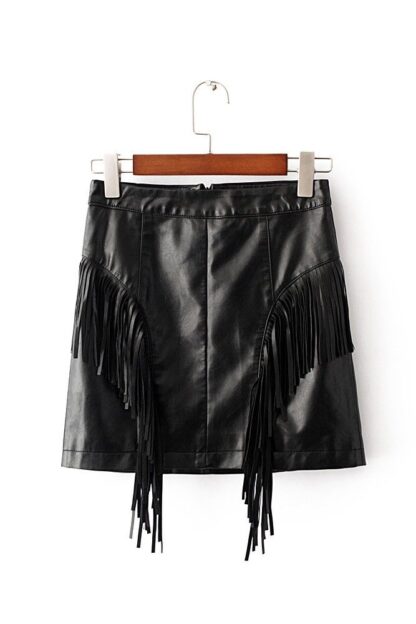 Fringe Leather Skirt