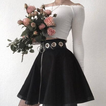 Black Leather Hoop Skirt