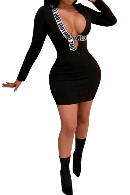Deep V LOVE Mini Dress