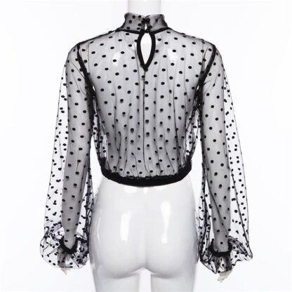 Polka Dot Mesh Top - Image 3