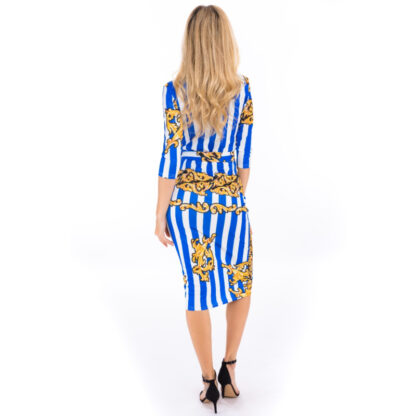 Blue and Gold Midi Dress - Image 6