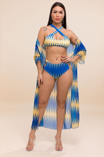 High waist 2 piece bikini Set w/ cover-ups