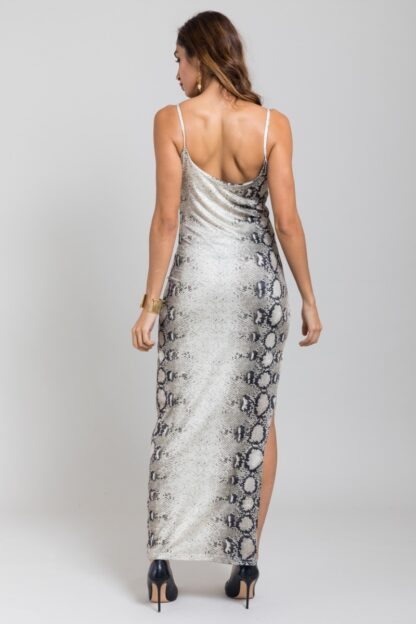 Snake Print Side Slit Dress - Image 5