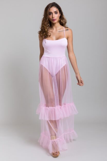 Sweet Heart Ruffle Mesh Maxi Dress - Image 4