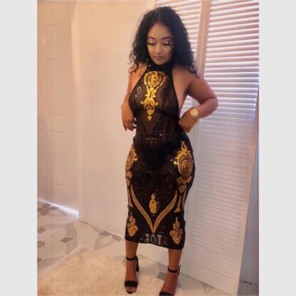 Nassiana Black Sequins Dress - Image 2