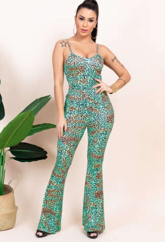 Green Leopard Pants Set