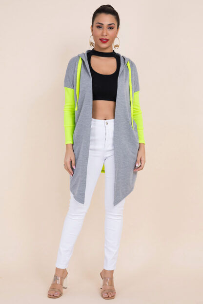 Grey/Lime Hoodie Cardigan