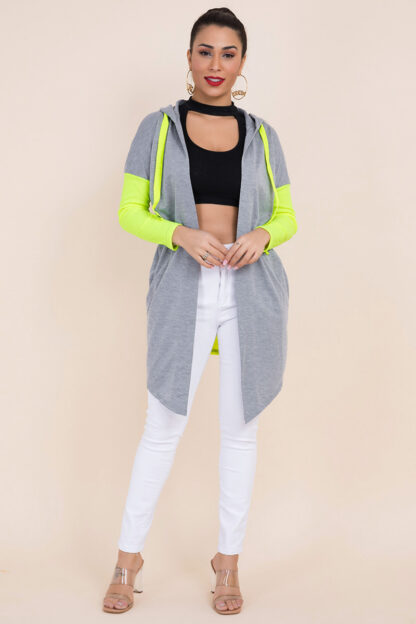 Grey/Lime Hoodie Cardigan - Image 2