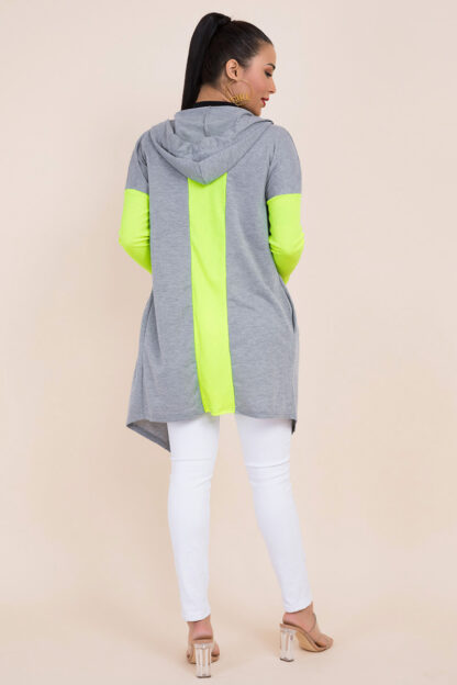 Grey/Lime Hoodie Cardigan - Image 6