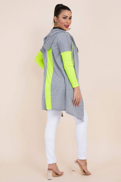 Grey/Lime Hoodie Cardigan - Image 5