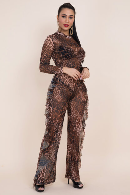 Leopard Mesh Jumpsuit - Image 3