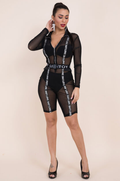 Black Mesh Romper - Image 2