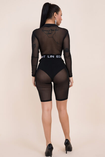 Black Mesh Romper - Image 6