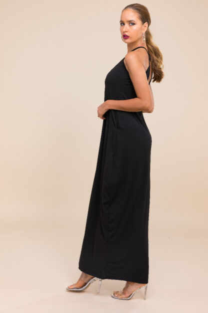 Black Sling Loose Stretchy Dress - Image 3