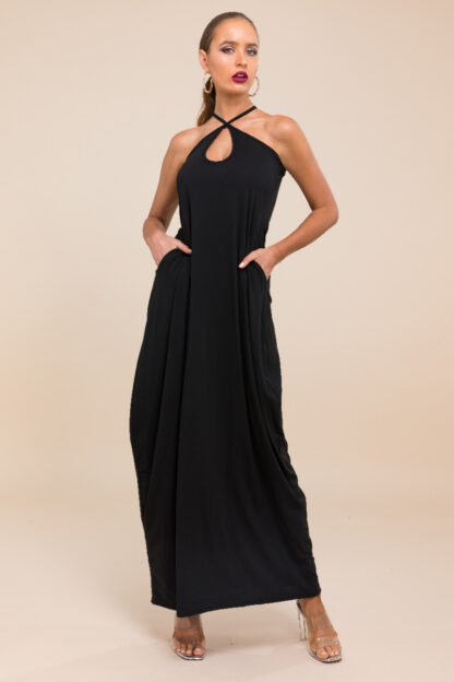 Black Sling Loose Stretchy Dress - Image 2
