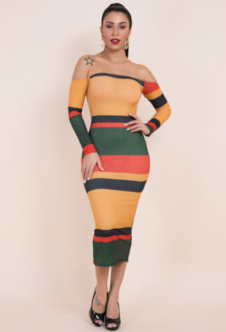 Stripes Strapless Dress
