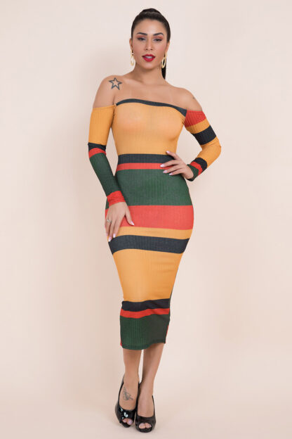 Stripes Strapless Dress