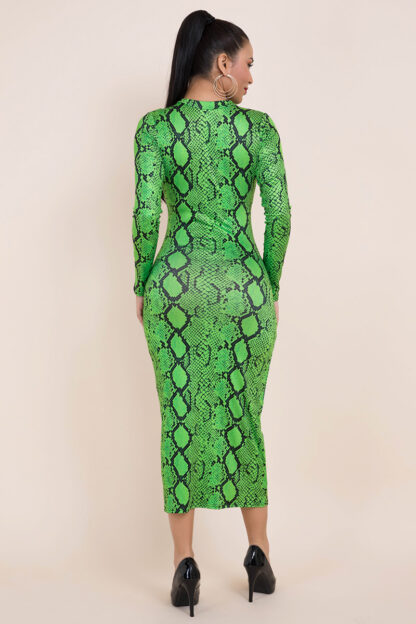 Green Stretchy Printed Dress - Image 7