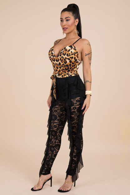 Leopard Lace Ruffle Jumpsuit - Image 4