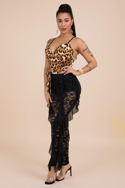 Leopard Lace Ruffle Jumpsuit - Image 5