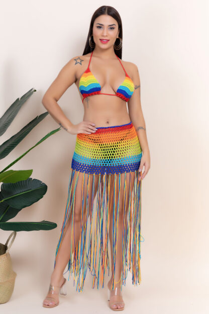 Rainbow Crochet Swim Skirt Set