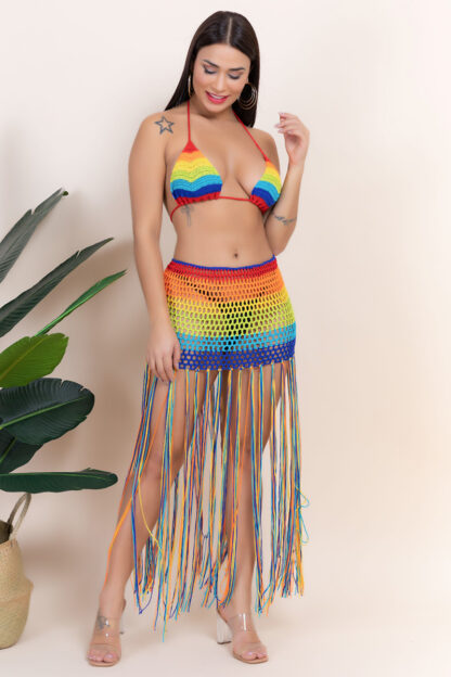 Rainbow Crochet Swim Skirt Set - Image 3