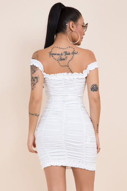 White Lace pleated slim stretch dress - Image 5