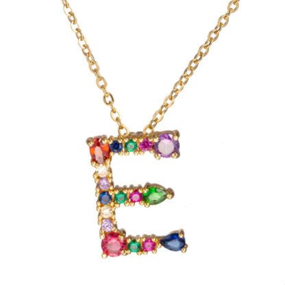 Gold Rhinestone Letter Necklace - Image 4