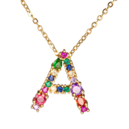 Gold Rhinestone Letter Necklace