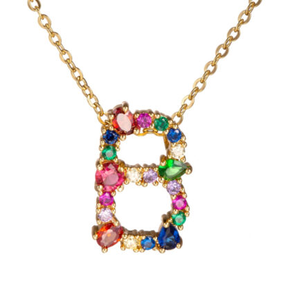 Gold Rhinestone Letter Necklace - Image 3