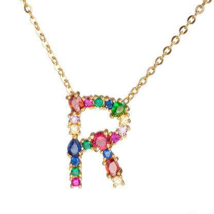 Gold Rhinestone Letter Necklace - Image 8
