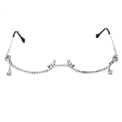 Diamond Half-Frame Alloy Rhinestone Glasses - Image 2