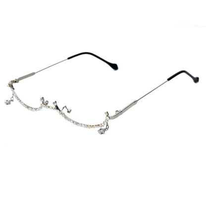 Diamond Half-Frame Alloy Rhinestone Glasses - Image 3