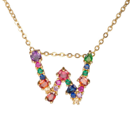 Gold Rhinestone Letter Necklace - Image 6