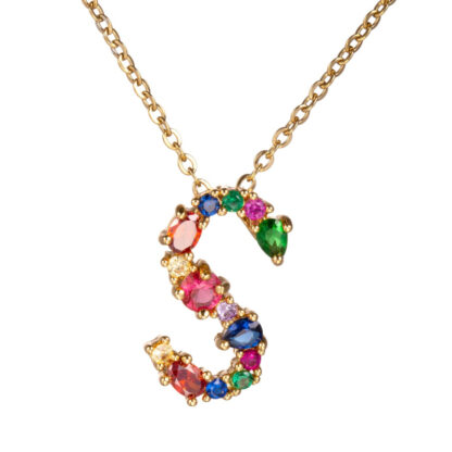 Gold Rhinestone Letter Necklace - Image 5
