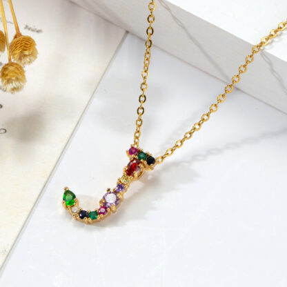 Gold Rhinestone Letter Necklace - Image 14