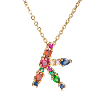 Gold Rhinestone Letter Necklace - Image 10