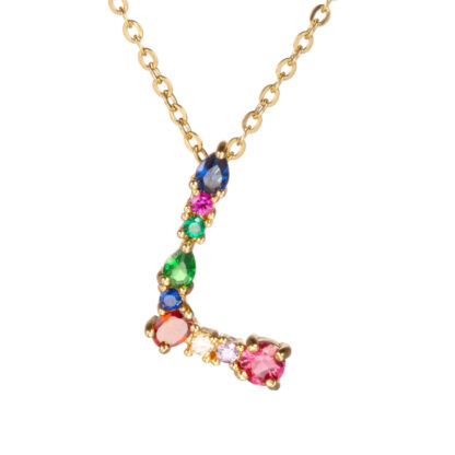 Gold Rhinestone Letter Necklace - Image 9