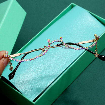 Diamond Half-Frame Alloy Rhinestone Glasses - Image 7