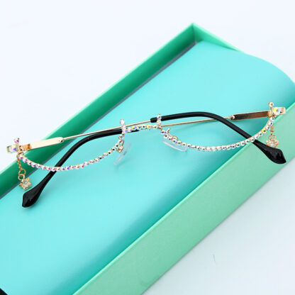Diamond Half-Frame Alloy Rhinestone Glasses