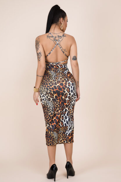 Ru Paul Backless Leopard Dress - Image 5
