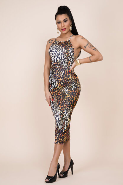 Ru Paul Backless Leopard Dress - Image 4